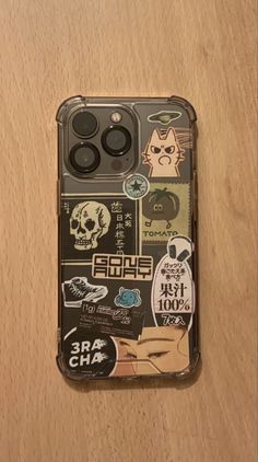 an iphone case with stickers on it