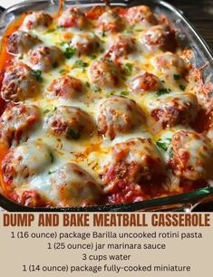 the recipe for dump and bake meatball casserole