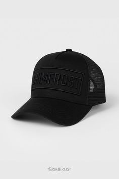 Top quality structured trucker cap with mesh panels. "Grimfrost" is embroidered on the front. The inside is lined with tricot twill fabric for superior comfort and breathability. #grimfrost Viking Designs, Snap Back, Snap Backs, Mesh Panel, Twill Fabric, Trucker Cap, Mesh, Fabric, How To Wear