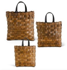 three bags made out of woven material