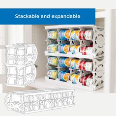 stackable and expandable storage rack for cans