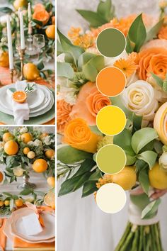 If you are looking at planning a spring wedding, then check out these beautiful spring wedding themes to help inspire you! Whether you envision a whimsical fairytale, a pastel color palette, or a vintage style wedding, there is a spring wedding theme here to suit every couple’s style and aesthetic! | Wedding theme ideas | Wedding colors | Wedding themes unique | Spring wedding theme | Wedding color inspiration | Wedding color ideas | Wedding color schemes | Wedding color palettes | Spring wedding color ideas | Wedding decor ideas | Wedding decorations | Wedding decorations ideas | Wedding favors | Wedding favor ideas | Spring Wedding Colors Orange, Green Yellow Wedding Colors, Yellow And Emerald Wedding, Garden Wedding Theme Colors, Wedding Colour Ideas Color Schemes, Colours That Go With Yellow, Mediterranean Wedding Color Palette, Pastel Wedding Color Schemes, June Wedding Color Palette