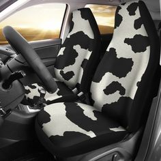 black and white cow print car seat covers