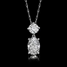 Ross-Simons - 2.00ct t. w. Lab Grown Diamond Pendant Necklace in 14kt White Gold. 18". Sensational sparkle at a significant value. Our scintillating pendant necklace illuminates your look with 1.50 carat oval and .50 carat round brilliant-cut lab-grown diamonds in a dazzling double-drop design. Finely crafted in polished 14kt white gold and suspended from a rope chain. Lab-grown diamonds are identical to mined diamonds according to their optical, physical and chemical properties. All Ross-Simons Gold And Diamond Necklace, Physical And Chemical Properties, Diamond Birthstone, Drop Design, Drops Design, Diamond Pendant Necklace, Rope Chain, 14kt Gold, Diamond Pendant