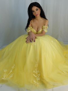 Neckline: Off-the-ShoulderSilhouette: Ball GownBuilt-in Bra: YesSleeve: SleevelessWaist: NaturalBack Style: Lace UpHemline/Train: Sweep/Brush Train Yellow Ball Gown Dress For Debutante Ball, Yellow Ball Gown For Debutante Ball, Fitted Yellow Dress For Debutante Ball, Yellow Fitted Dress For Debutante Ball, Princess Style Sleeveless Ball Gown, Off-shoulder Tulle Dress For Debutante Ball, Princess Style Sleeveless Evening Ball Gown, Off-shoulder Princess Prom Dresses, Princess Style Off-shoulder Prom Dress