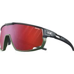 The Rush Sunglasses are a high coverage option in Julbo's cycling line, providing sufficient protection against the elements. Integrated ventilation in the lens and frame prevents fogging and allows heavy airflow to the temple area while blocking airflow to the eyes ensuring clear vision even in windy conditions. Functional Polarized Shield Sunglasses For Cycling, Functional Polarized Sunglasses For Cycling, Functional Tinted Sunglasses For Cycling, Red Shield Sunglasses For Outdoor Activities, Functional Anti-reflective Shield Sunglasses, Functional Sunglasses With Uva Protection For Skiing, The Rush, Clear Vision, Sunglasses Online