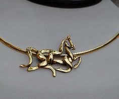 STUNNING-14K-Gold-Celtic-Equestrian-Horse-Pendant-Necklace-With-Italian-Omega Classic Formal Jewelry With Horse Design, Elegant Horse Design Pendant Jewelry, Formal Horse Design Pendant Jewelry, Elegant Formal Necklace With Horse Design, Elegant Gold Jewelry With Horse Design, Classic Gold Jewelry With Horse Design, Elegant Yellow Gold Jewelry With Horse Design, Celtic Horse, Logo Horse