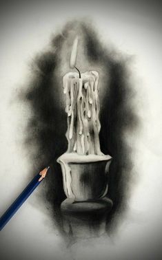 Candle Art Drawing, Candle Drawing, Candle Tattoo, Tattoo Old School, Pencil Sketch Images, Art Sketches Pencil, Charcoal Art, Painting Art Lesson, Dark Art Drawings