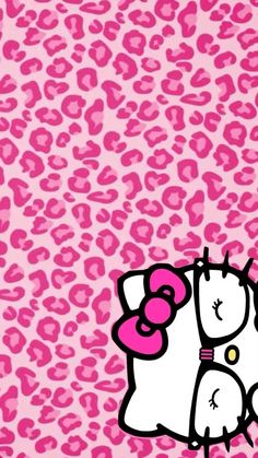 hello kitty wallpaper with pink leopard print