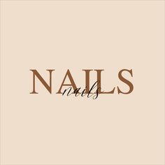 nails logo with the word nails in brown on a beige background and black lettering that reads nails