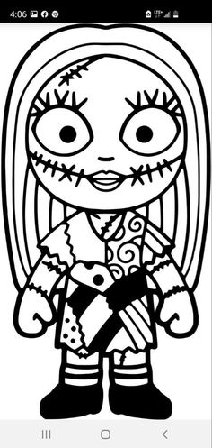 a drawing of a girl with long hair and big eyes, holding a knife in her hand