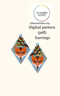 an advertisement for the beaded pattern book, featuring two fox heads and text that reads digital