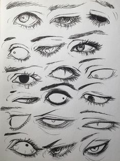 an image of various eyes drawn in pencil