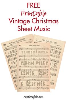 sheet music with the words free printable vintage christmas sheet music on top of it