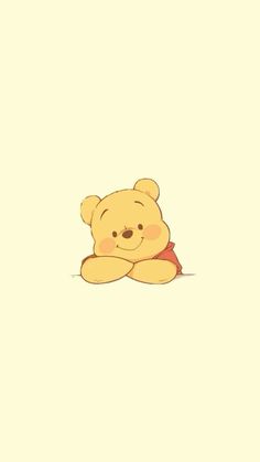 a winnie the pooh wallpaper with a teddy bear on it's back