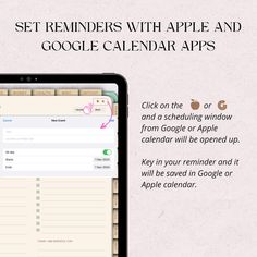 an iphone with the text set reminders with apple and google calendar apps