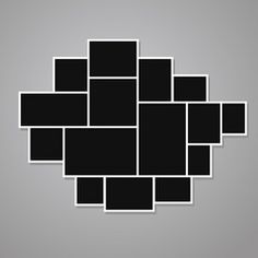 black and white squares are arranged in the shape of a rectangle on a gray background