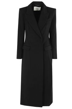 Cynthia Coat - Ivy Oak - Black color - Virgin wool blend fabric - Lapel neckline - Long sleeve with button at hem - Flap side pockets - Double-breasted front closure with concealed buttons - Slit hem at back - Long pattern - Regular fit Ivy Oak, Comfortable Loungewear, Pleats Please Issey Miyake, Tailored Blazer, Gorgeous Bags, Luxury Shop, Jeans Jumpsuit, Yoga Wear, Chic Dress