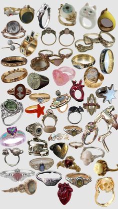 Thrifted Rings, Dope Jewelry Accessories, Funky Rings, Indie Jewelry, Dope Jewelry, Funky Jewelry, Jewelry Lookbook, Jewelry Inspo, Dream Jewelry