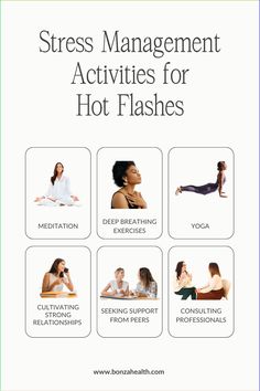 Discover effective stress management activities to ease menopause symptoms, including hot flashes. Learn how to lower stress levels and improve your overall well-being. Simple practices can help combat brain fog and fatigue and promote brain health foods. Understand the importance of managing stress to prevent burnout syndrome. Embrace a more stress-free lifestyle with these helpful tips and activities designed for your needs during this transition. Vasomotor Symptoms, Burnout Syndrome, Hormonal Weight Gain, Prevent Burnout, Breathing Meditation, Free Lifestyle, Midlife Women, Hormone Replacement, Hormone Health