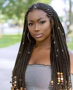 Box Braid Hair, Braided Hairdo, American Hairstyles, Long Box Braids, Try On Hairstyles, Prom Hairstyles For Long Hair, Braids With Beads, Girls Braids, Braided Hair