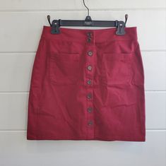 New Red Mini Skirt Size 6p Full Button Down 2 Front Pockets Approximate Measurements: Waist 15" Length 18" Red Fitted Skirt With Buttons, Fitted Red Skirt With Buttons, Red Buttoned Bottoms For Work, Red Buttoned Skirt For Spring, Spring Red Skirt With Buttons, Spring Red Buttoned Skirt, Red Cotton Bottoms With Buttons, Red Button Closure Skirt For Spring, Red Buttoned Skirt