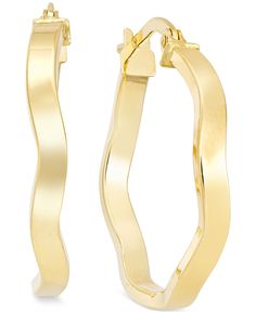 Make waves in these polished hoop earrings, cut from 10k gold with a click-top closure. Approximate diameter: 7/8 inch. Luxury Yellow Gold Hoop Earrings From Macy's, Macy's Classic 14k Gold Hoop Earrings, 14k Gold Hinged Hoop Jewelry, Macy's Fine Jewelry Hoop Earrings For Anniversary, Elegant Macy's Huggie Jewelry, Elegant Huggie Jewelry From Macy's, Elegant Macy's Hoop Earrings For Anniversary, Macy's 14k Gold Formal Hoop Earrings, Macy's Formal 14k Gold Hoop Earrings