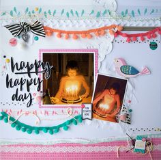 a scrapbook page with an image of a woman holding a lit candle