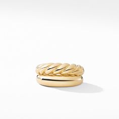 David Yurman Pure Form Stack Rings in 18K Gold Beautiful Silver Rings, David Yurman Ring, Stack Rings, Pure Form, Women's Rings, The Pure, Gold Collection, High Jewelry, David Yurman