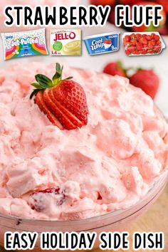 this strawberry fluff salad is made with only 3 ingredients