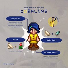 an info sheet describing the different types of coraline and how they are used in this game