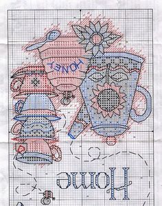 a cross stitch pattern with two teapots and the words, you've got