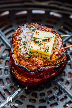 grilled eggplant topped with parmesan cheese on top of a grill