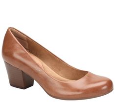 Classically elegant, these leather pumps feature a chic stacked heel plus Pillowtop memory foam comfort. From Comfortiva by Softspots. Faux Leather Court Shoes With Padded Heel For Work, Classic Faux Leather Heels For Work, Formal Heels With Cushioned Footbed And Almond Toe, Elegant Leather Court Shoes With Cushioned Footbed, Faux Leather Court Shoes For Work, Medium Width Faux Leather Court Shoes For Work, Leather Heels With Cushioned Footbed For Work, Leather Court Shoes With Cushioned Footbed For Formal Occasions, Leather Court Shoes With Cushioned Footbed For Formal Wear