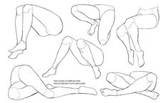 an image of the legs and feet of a person in different positions, with their hands on