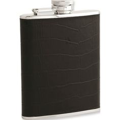 a black and white flask with a silver top