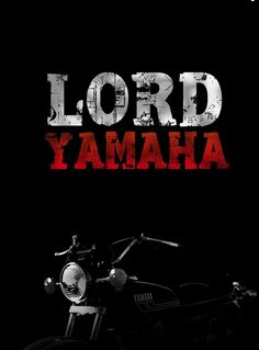 a motorcycle with the words lord yamaha on it's front end in red and white