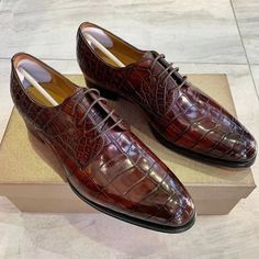 Shoes Size: US 12.5 Mens Brown Dress Shoes, Gents Shoes, Leather Shoes For Men, Black Fact, Alligator Shoes, High End Shoes, Men's Dress Shoes, Crocodile Shoes, Brown Dress Shoes