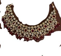 Red Choker Bridal Necklace For Celebration, Red Bridal Choker Necklace For Celebration, Red Bridal Choker Necklace Gift, Red Kundan Choker Necklace For Celebration, Red Bridal Choker Necklace For Party, Red Choker Bridal Necklace For Party, Red Temple Jewelry Choker For Party, Red Kundan Bridal Choker Necklace, Red Kundan Choker Necklace