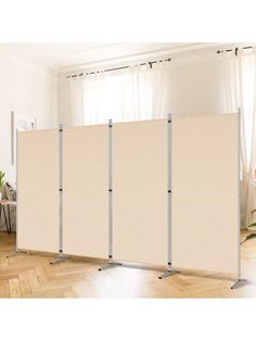 a room divider with three partitions on each side