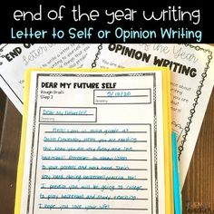 the end of the year writing letter to self or opinion writing activity is shown in front of