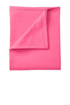 the bright pink sheet is folded on top of a white background with a black border