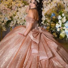 Rose Gold Glittering Sexy Sweetheart Quinceanera Dresses Off Shoulder Beading Vestidos De 15 Anos Rose Gold Quinceanera Dresses With Bow, Rose Gold Quince Dress, Gold Quince Dress, Rose Gold Quince Dresses, Tulle Quinceanera Dresses, Rose Gold Quinceanera Dresses, Dresses With Bow, Xv Dresses, Debutante Dresses