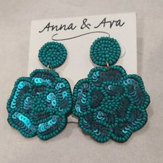 Flower Sequined Teal Earrings Lightweight And Never Used, New. Perfect For A Nice Pop Of Color To Any Outfit New To Poshmark? Join And You Can Receive $10 Off Your First Purchase With My Code 1leslie1513 Bundle And Save Bohemian Green Flower Earrings For Party, Blue Flower Shaped Earrings For Summer, Blue Flower-shaped Party Earrings, Blue Flower-shaped Summer Earrings, Blue Flower Shaped Party Earrings, Turquoise Flower Jewelry For Party, Blue Flower Beaded Earrings For Summer, Summer Blue Flower Beaded Earrings, Handmade Beaded Earrings With Flower Shape For Party