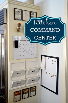 the kitchen command center is organized with magnets