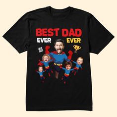 Introducing our Personalized Photo Shirt, a special tribute for Father's Day or birthdays, crafted exclusively for the best dad ever. This shirt features the endearing phrase "Best Dad Ever Ever," creating a playful and heartfelt design to honor your father.Customize the shirt with a cherished photo, turning it into a unique and personalized gift that captures the essence of your relationship with your dad. The shirt is not only comfortable to wear but also a wearable expression of gratitude and Father's Day Fan Merchandise Tops With Custom Print, Custom Print Tops For Father's Day Fan Merchandise, Father's Day Black Shirt With Screen Print, Pre-shrunk Shirt For Father's Day Fan Merchandise, Black Shirt With Screen Print For Father's Day, Picture Frame Light, Memorial Benches, Mom Daughter Gifts, Canvas Beach Bag