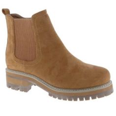 Grace light brown chunky combat lug sole slip on boots. Fit true to size. Lug Sole Booties, Rust Sweater, Brown Combat Boots, Boots Fit, Lug Sole Boots, Rib Knit Top, Slip On Boots, Lug Sole, Suede Booties