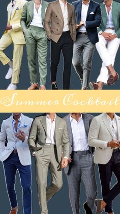 several men in suits and ties are posing for a photo with the words summer cocktail