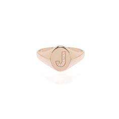 Zoë Chicco 14kt Gold Pave J Initial Signet Ring Oval Signet Ring, Moissanite Engagement Ring White Gold, Oval Cut Engagement Ring, Engraved Initials, Morganite Engagement Ring, Letter J, Three Stone Engagement Rings, Ring Sizer, Anniversary Gift For Her