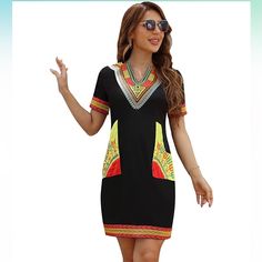 Women's Bohemian African Dashiki V Neck Embroidery Traditional Tribal Festival Midi Dresses Xxl Nwot About This Item ^ [Material) This Boho Ethnic Traditional Print Dress Was Made By Silky Material Of Polyester And Spandex.Strethy Fabric Smooth As Silk,Soft,Skin-Friendly And Comfy Material, Heavy Industry Embroidery Dashiki Women Party Dresses With Pockets.The Summer Women Dress Is Surprisingly Thick And Gorgeous. A (Features) Two Pockets At Side,Vintage Traditional Dress, Boho Tribal Women Dres Dashiki Shirt, Dashiki Dress, Neck Bodycon Dress, Jumpsuits And Romper, Stunning Outfits, Unique Dresses, Lovely Dresses, Print Blouse, Mini Dresses